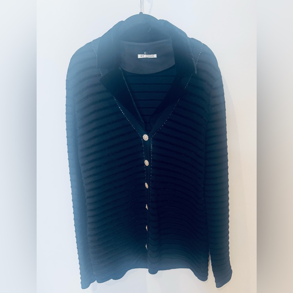 St. John Evening wear knit sweater with removable tuxedo part. Size 14 (but 80s)